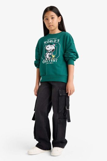 Girls' Snoopy Oversized Crew Neck Sweatshirt