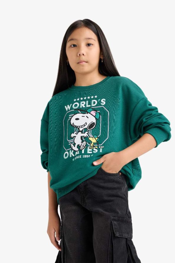 Girls' Snoopy Oversized Crew Neck Sweatshirt