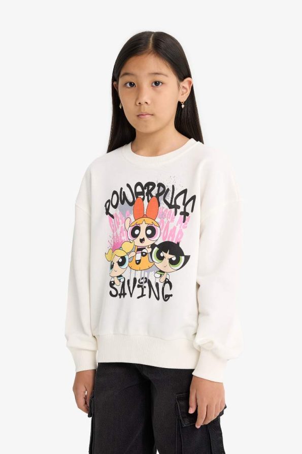 Girls' PowerPuff Girls Oversized Crew Neck Sweatshirt