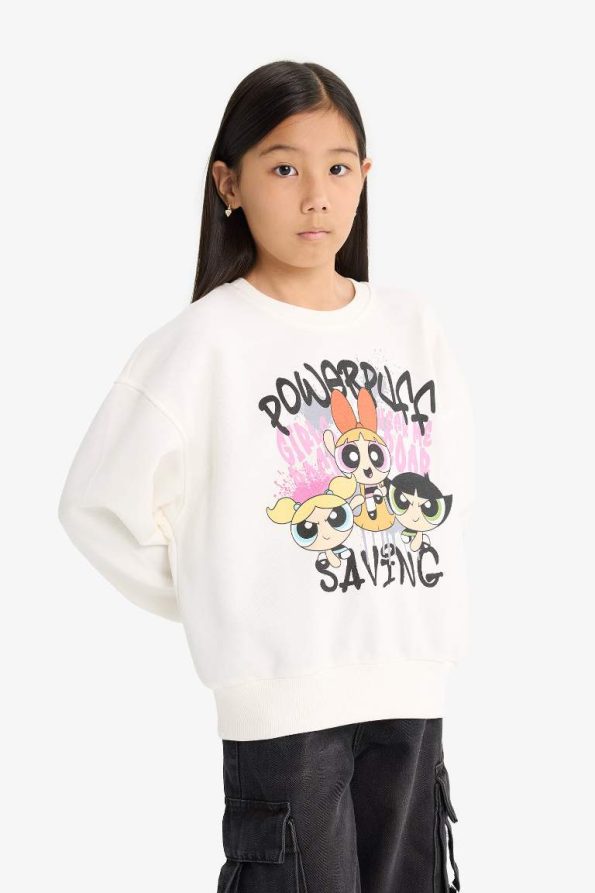 Girls' PowerPuff Girls Oversized Crew Neck Sweatshirt