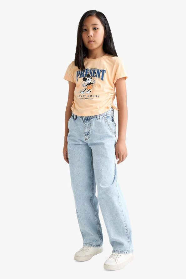 Girls' Disney Mickey & Minnie Fitted Crew Neck Short Sleeve T-Shirt