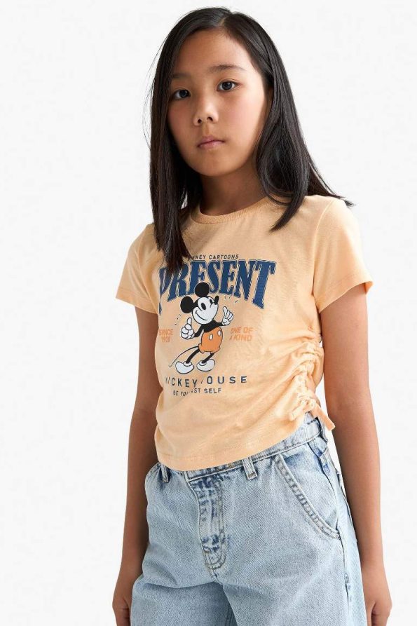 Girls' Disney Mickey & Minnie Fitted Crew Neck Short Sleeve T-Shirt