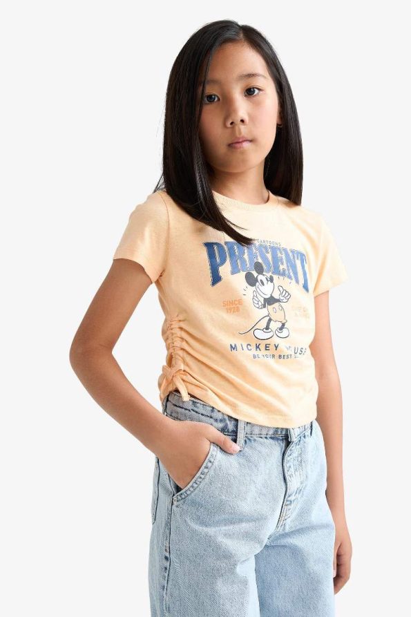 Girls' Disney Mickey & Minnie Fitted Crew Neck Short Sleeve T-Shirt