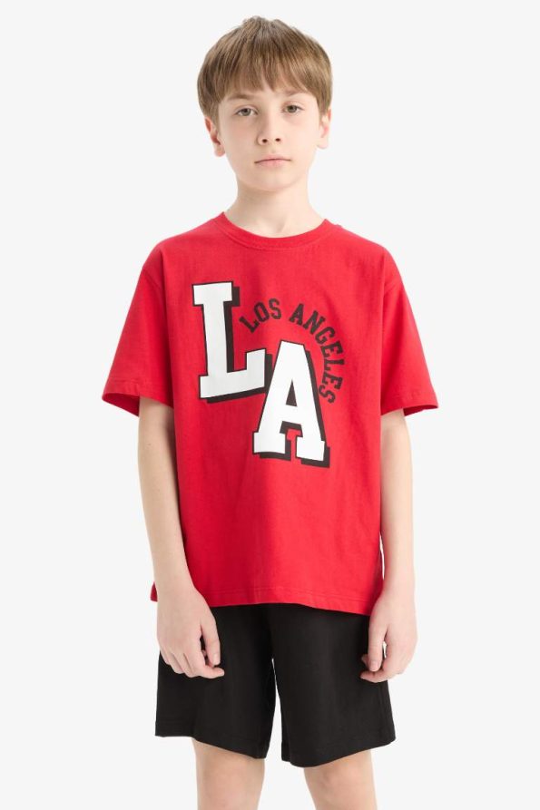 Boys' 2-Piece Set with Printed Short Sleeve T-Shirt and Shorts