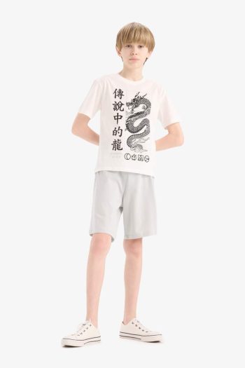 Boys' 2-Piece Set with Printed Short Sleeve T-Shirt and Elastic Waist Shorts