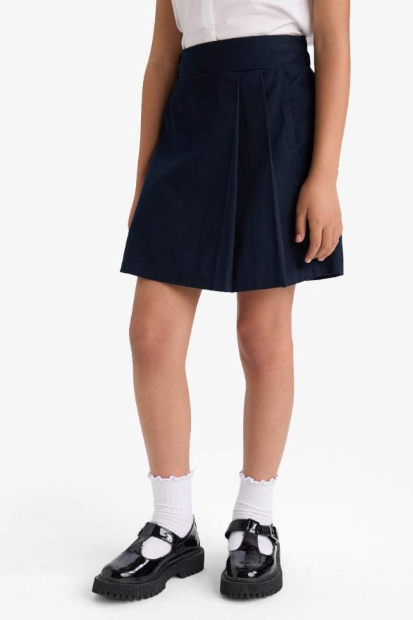 Girls' School Pleated Waistband Gabardine Skirt Shorts