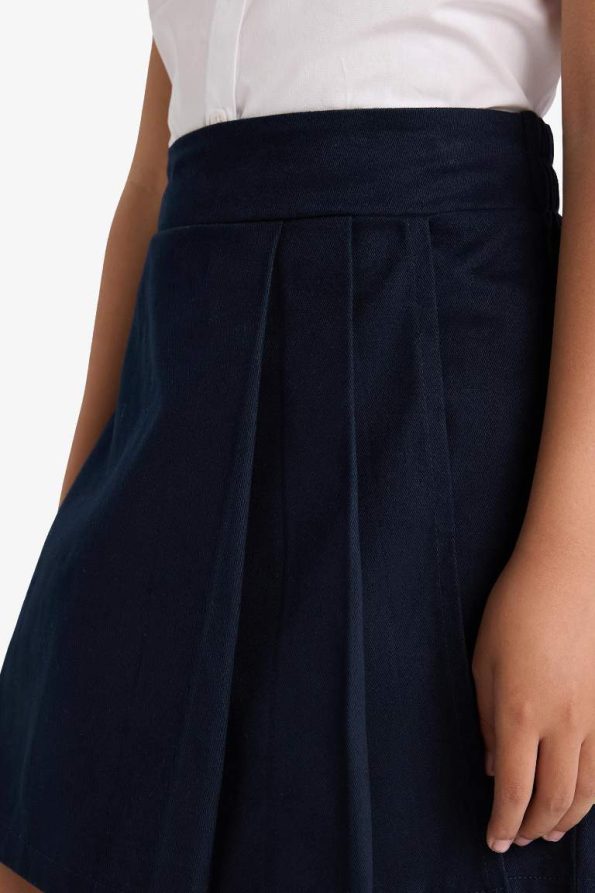 Girls' School Pleated Waistband Gabardine Skirt Shorts