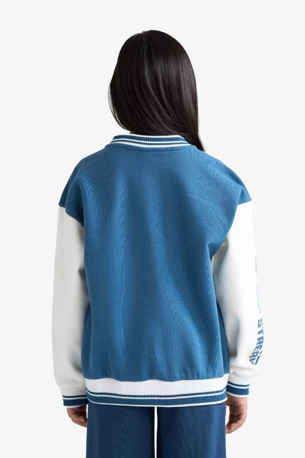 Girls' Printed Bomber Jacket with College Collar