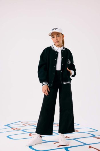Girls' Printed College Collar Bomber School Cardigan