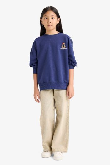 Girls' Oversized Wide Fit Printed Sweatshirt