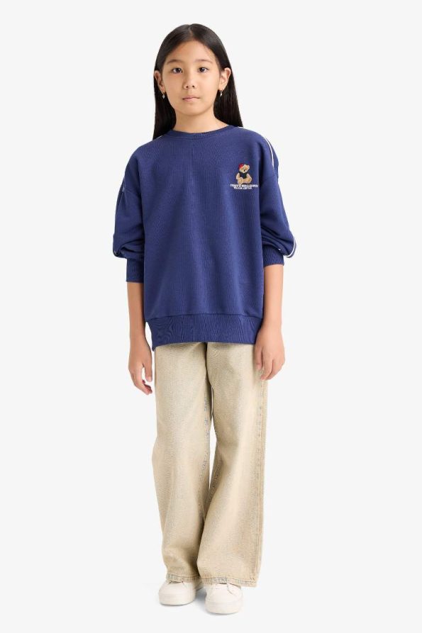Girls' Oversized Wide Fit Printed Sweatshirt
