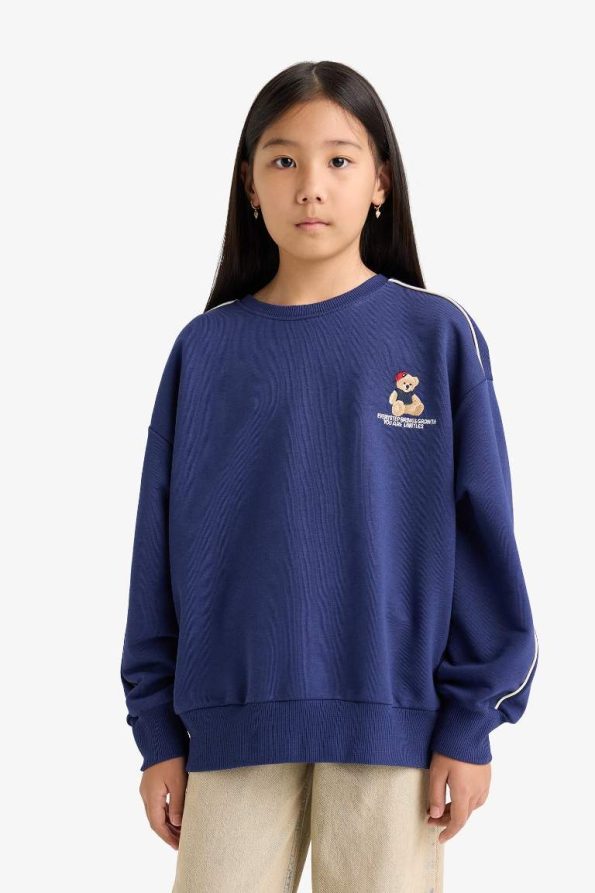 Girls' Oversized Wide Fit Printed Sweatshirt