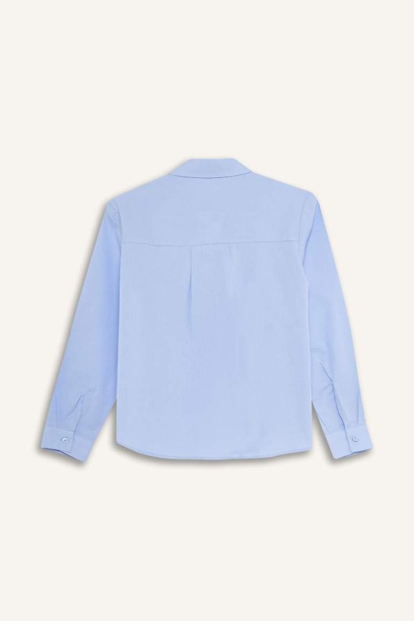 Girls' Oversized Loose Fit Oxford Long Sleeve Shirt