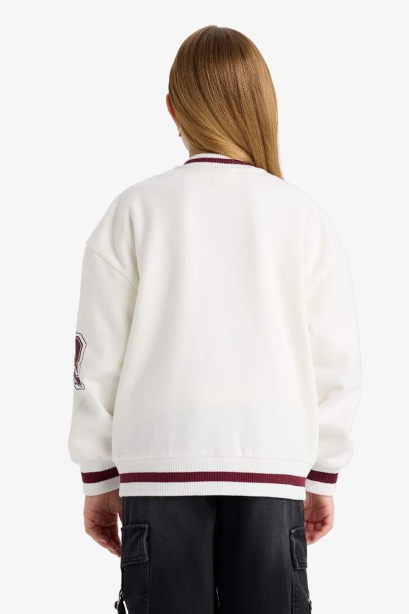 Girls Printed College Collar Bomber Jacket