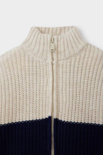 Boys' Color Block Zip-Up Knit Cardigan