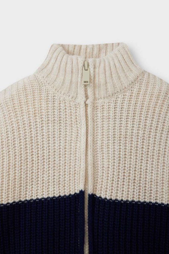 Boys' Color Block Zip-Up Knit Cardigan