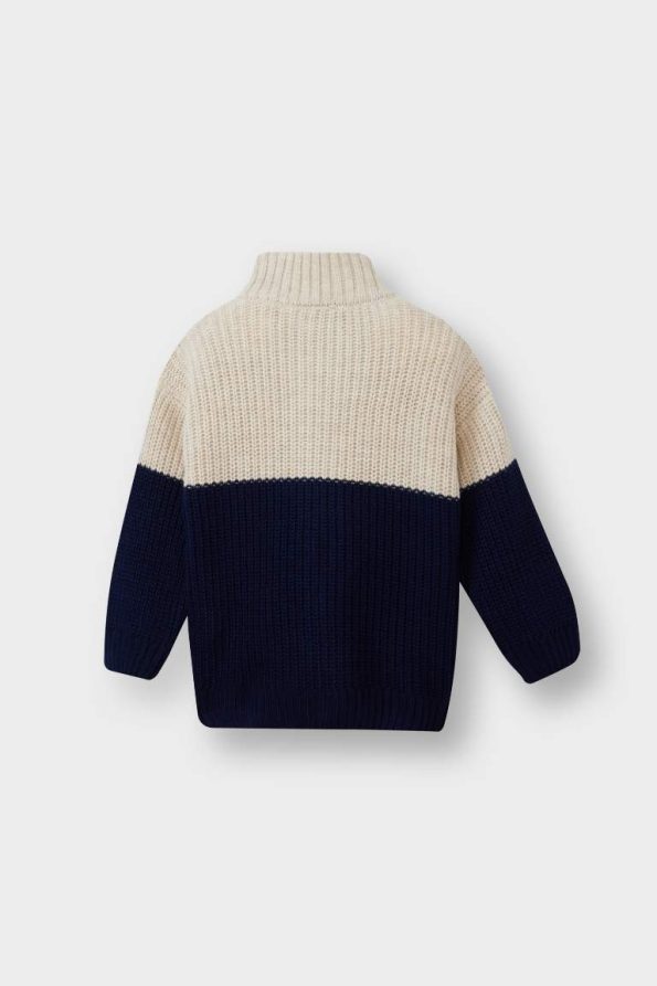 Boys' Color Block Zip-Up Knit Cardigan