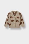 Button-Up Knitted Cardigan with Bear Print for Baby Boys