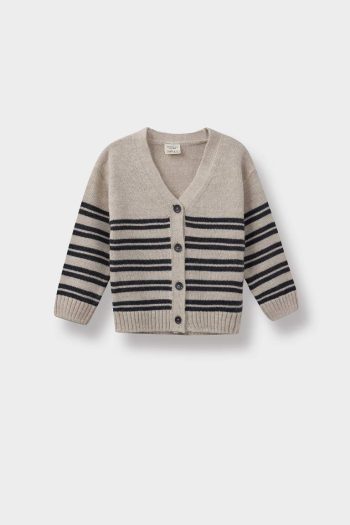 Boys' Striped Buttoned Knit Cardigan