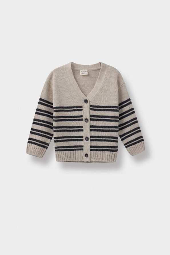 Boys' Striped Buttoned Knit Cardigan