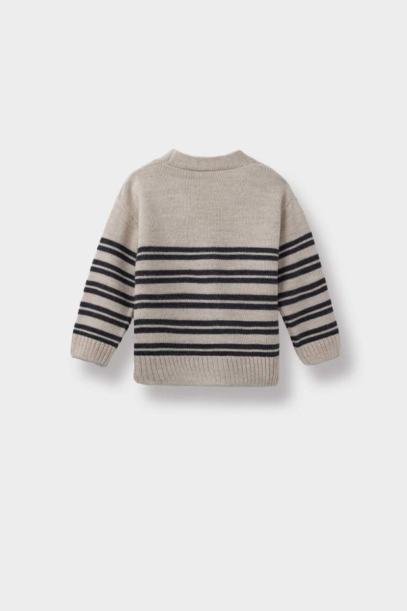 Boys' Striped Buttoned Knit Cardigan