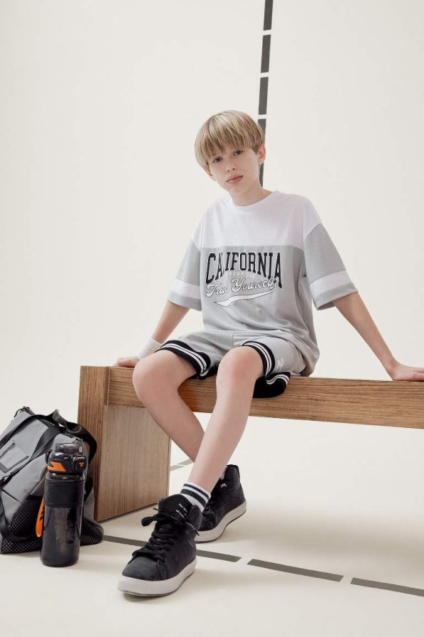 Boys' Oversized Color Block Printed Short Sleeve T-Shirt