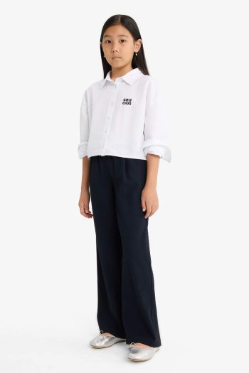 Girls' Straight Wide Leg Trousers