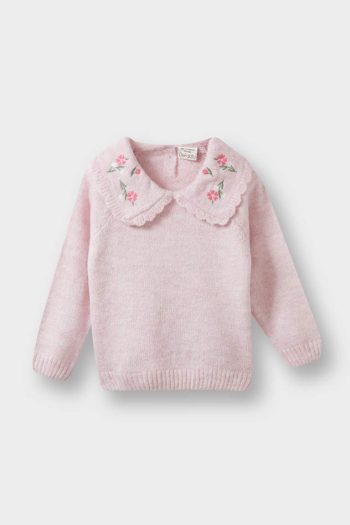 Girls' Baby Large Collar Knit Sweater
