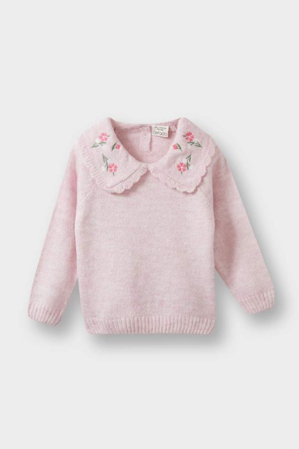 Girls' Baby Large Collar Knit Sweater