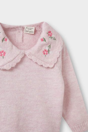 Girls' Baby Large Collar Knit Sweater