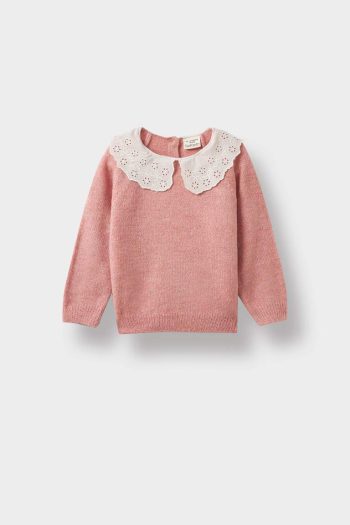 Girls' Baby Large Collar Knit Sweater