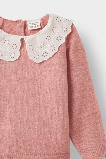 Girls' Baby Large Collar Knit Sweater