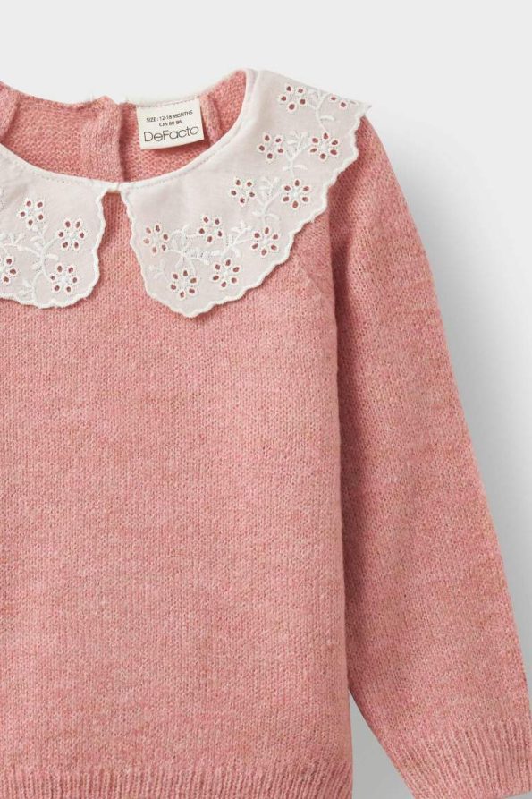 Girls' Baby Large Collar Knit Sweater