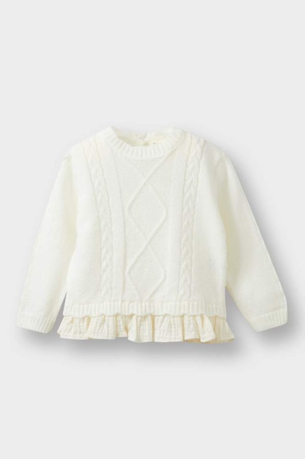 Girls' Baby Crew Neck Knit Sweater