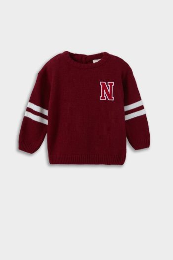 Boys' Printed Crew Neck Knit Sweater