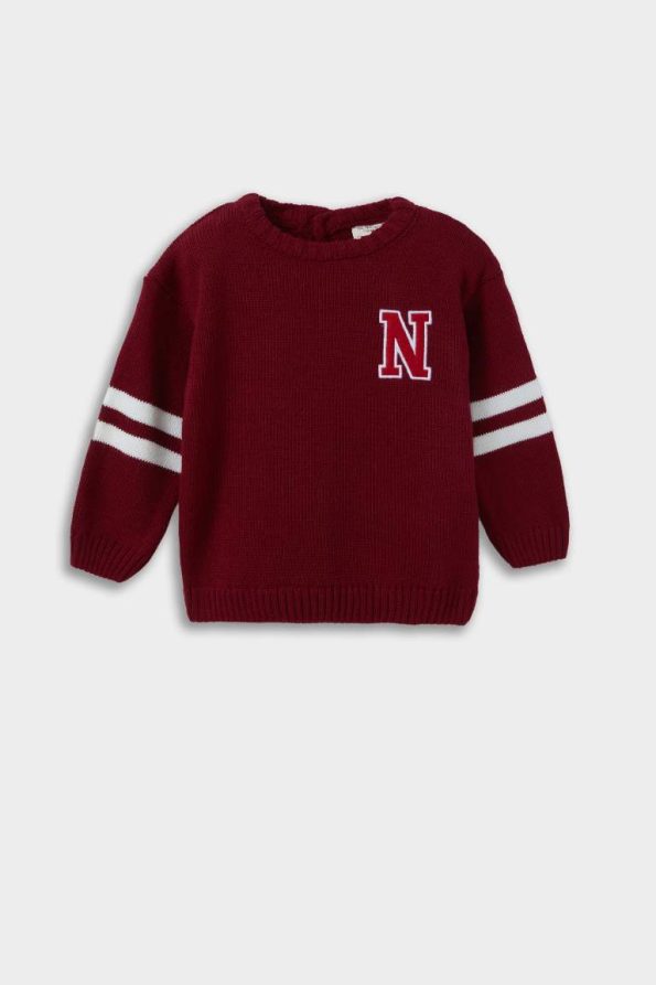Boys' Printed Crew Neck Knit Sweater