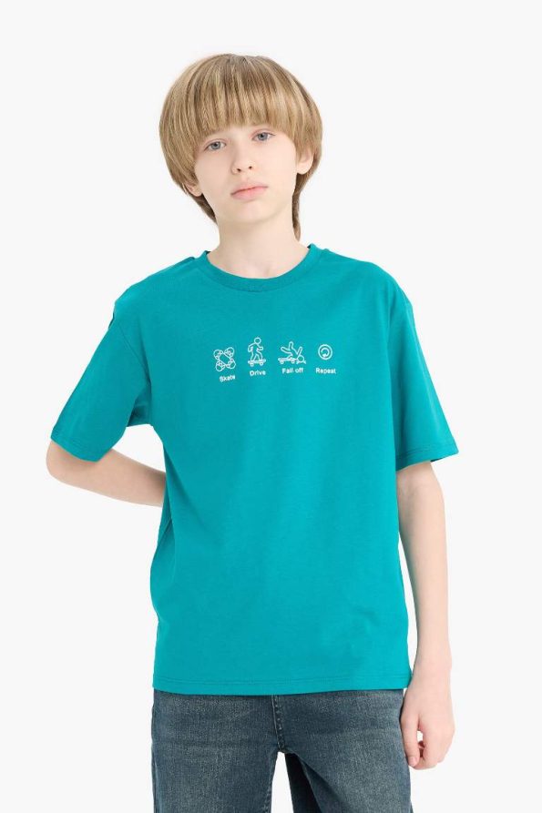 Boys' Printed Short Sleeve Crew Neck T-Shirt