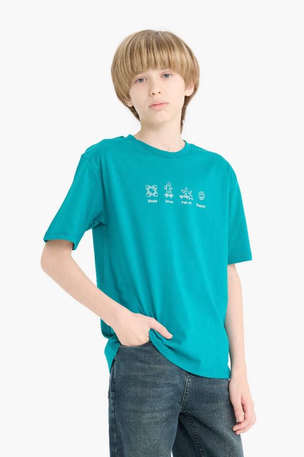 Boys' Printed Short Sleeve Crew Neck T-Shirt