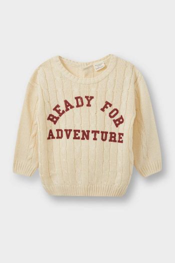 Boys' Printed Crew Neck Knit Sweater