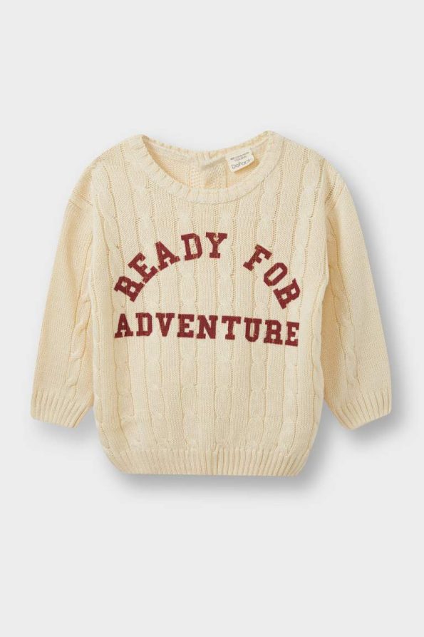 Boys' Printed Crew Neck Knit Sweater