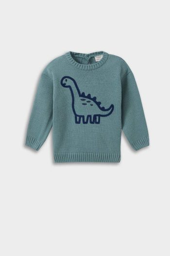 Boys' Dinosaur Print Knit Sweater