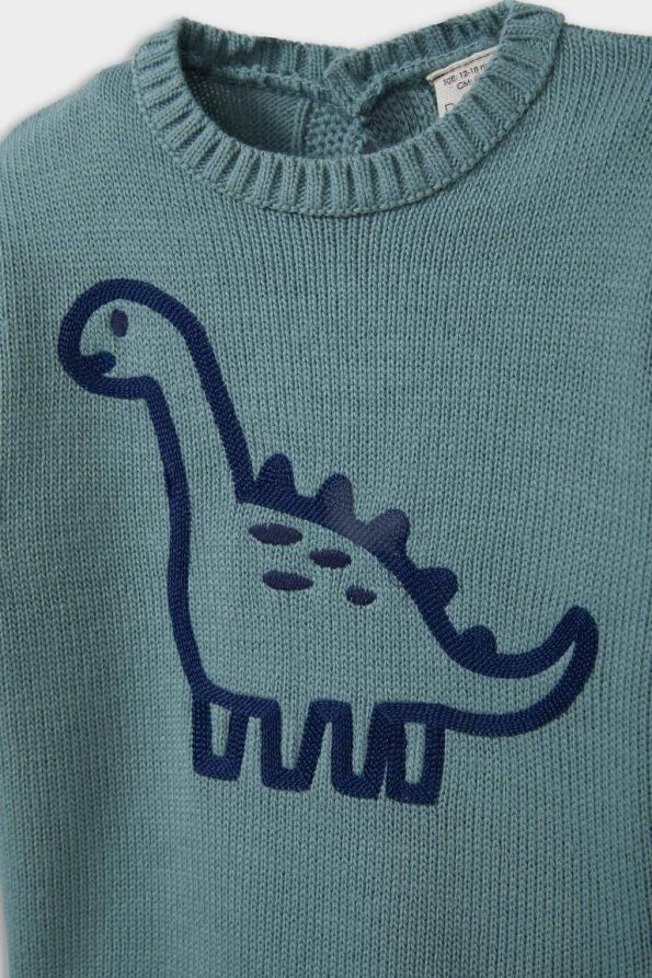 Boys' Dinosaur Print Knit Sweater