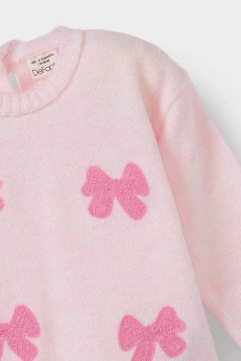 Girls' Bicycle Neck Bow Knit Sweater