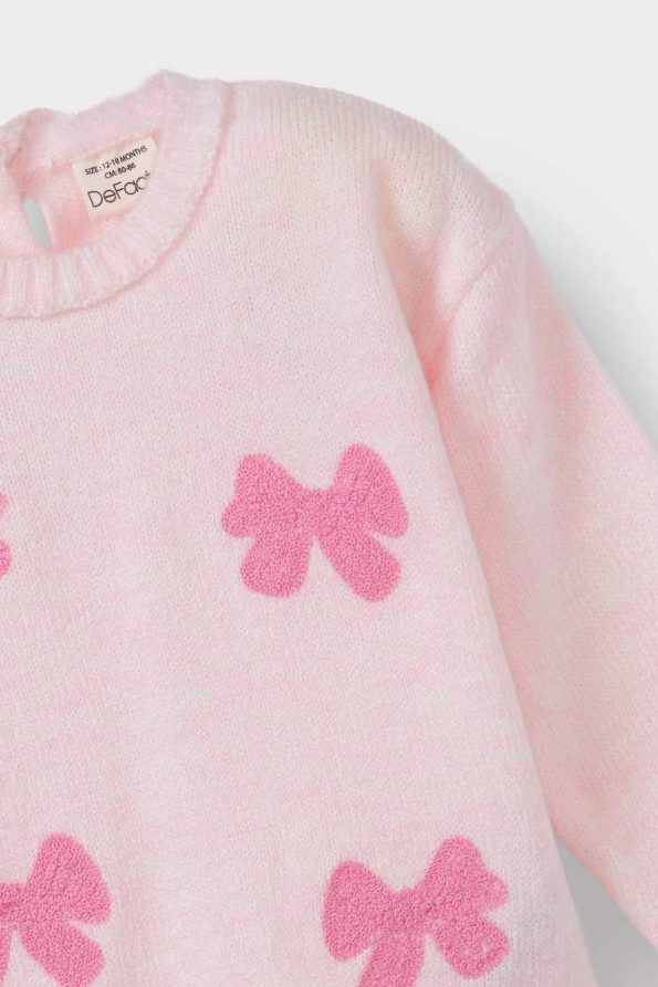 Girls' Bicycle Neck Bow Knit Sweater