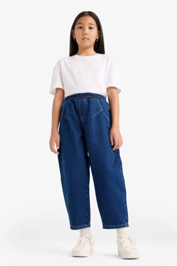 Girls' Balloon Fit Wide Leg Jeans