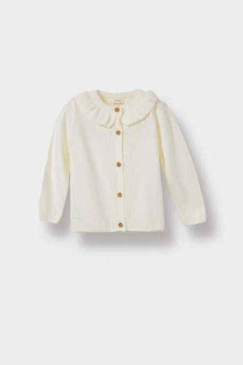 Ruffled Collar Knit Cardigan for Baby Girls