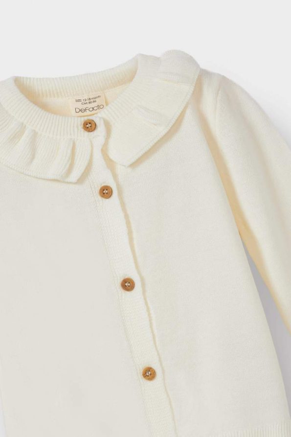 Ruffled Collar Knit Cardigan for Baby Girls