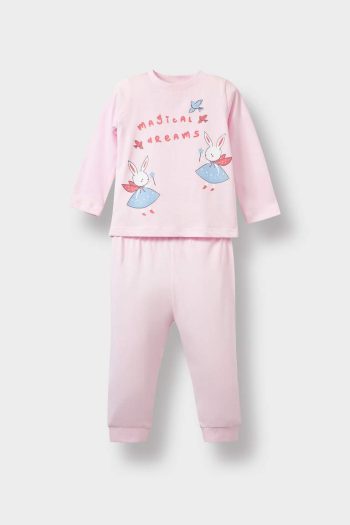 Girls' Bunny Print Long Sleeve Pajama Set
