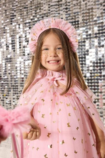 Le Mabelle x DeFacto Baby Girl 3-Piece Set with Patterned Tulle Cape Crown and Wand