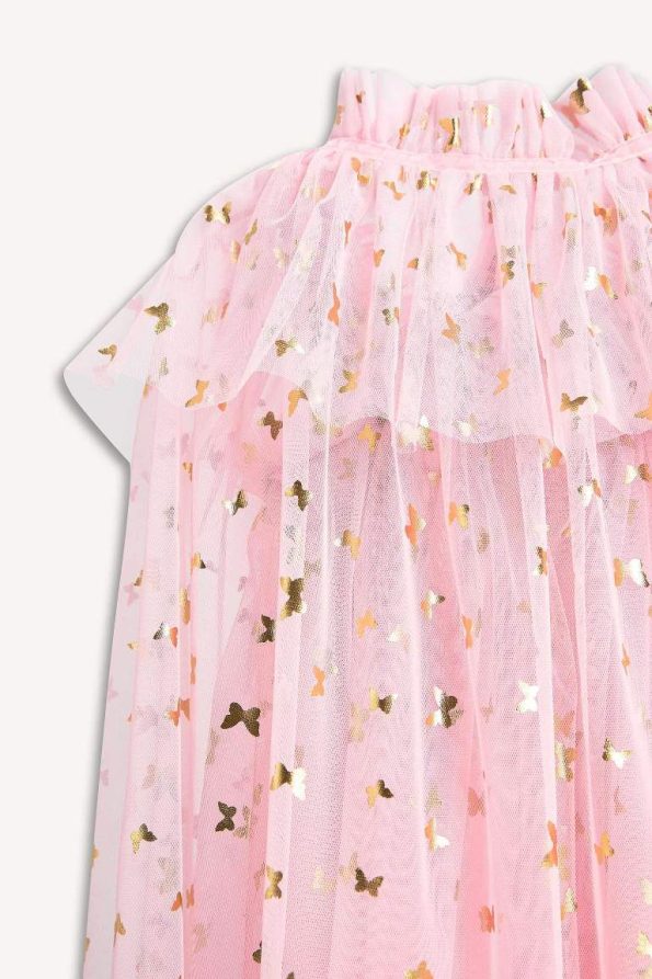 Le Mabelle x DeFacto Baby Girl 3-Piece Set with Patterned Tulle Cape Crown and Wand